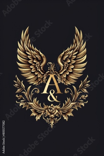 A striking image of a golden letter with wings on a dark background. Perfect for design projects and creative concepts