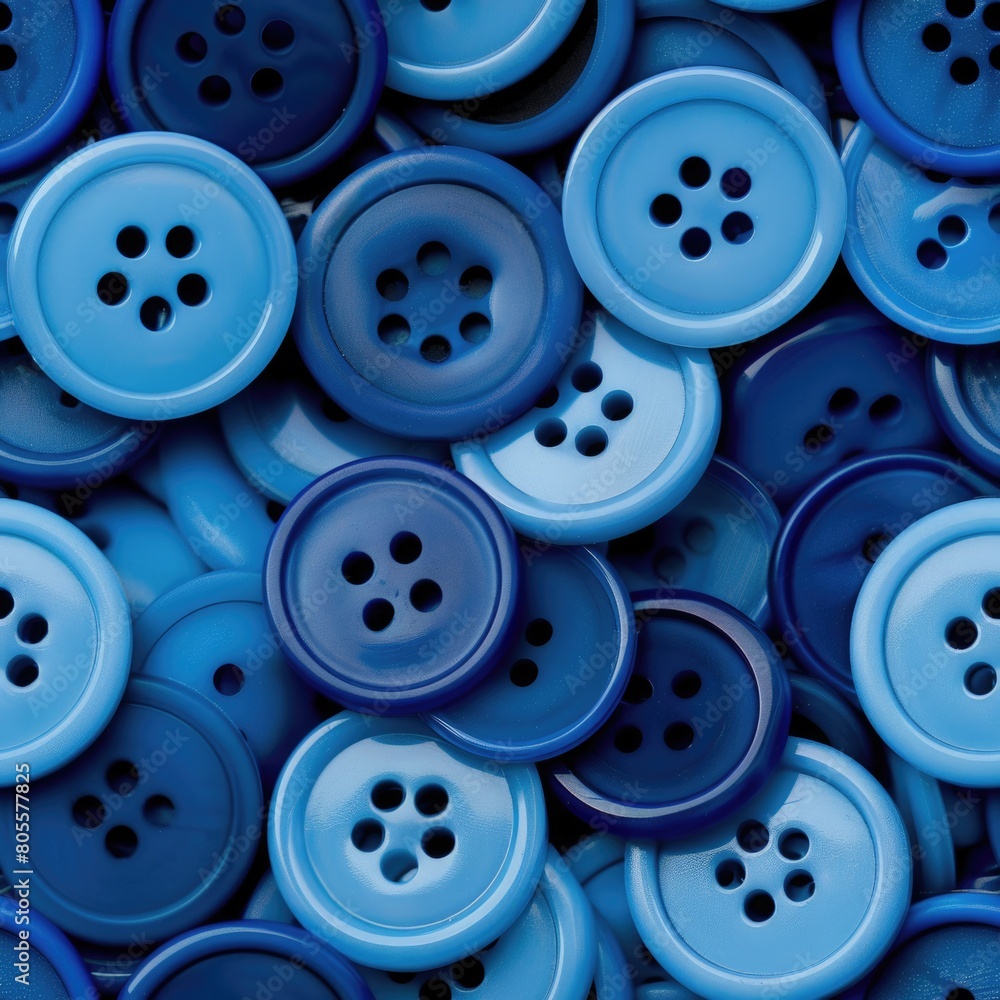 A close up of a bunch of blue buttons, suitable for fashion or crafts projects A close up of a bunch of blue buttons, suitable for fashion or crafts projects
