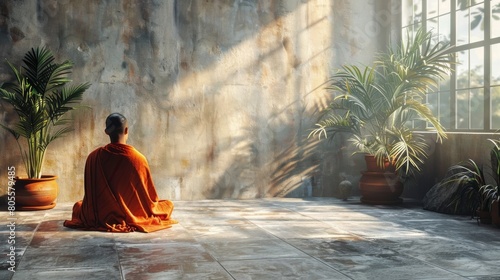 Person Sitting in Room With Potted Plants