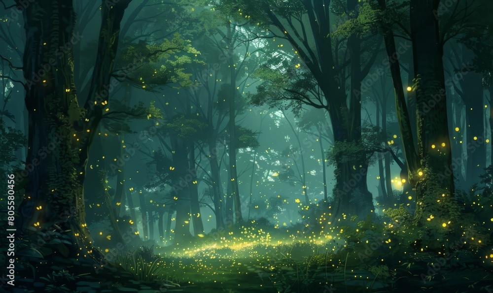 Fototapeta premium Magic forest at night