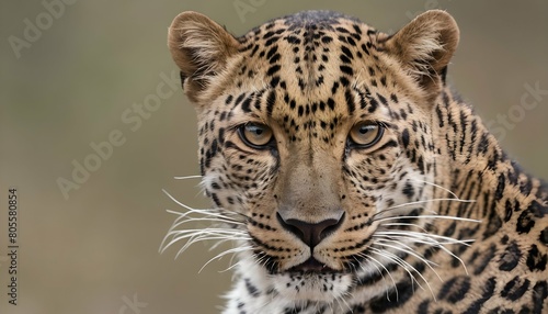 A Leopard With Its Whiskers Twitching Alert To Da 2
