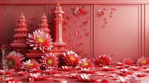 Pink Room Filled With Flowers