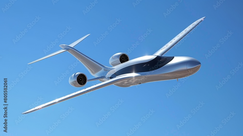 Obraz premium Airplane taking off against a clear blue sky