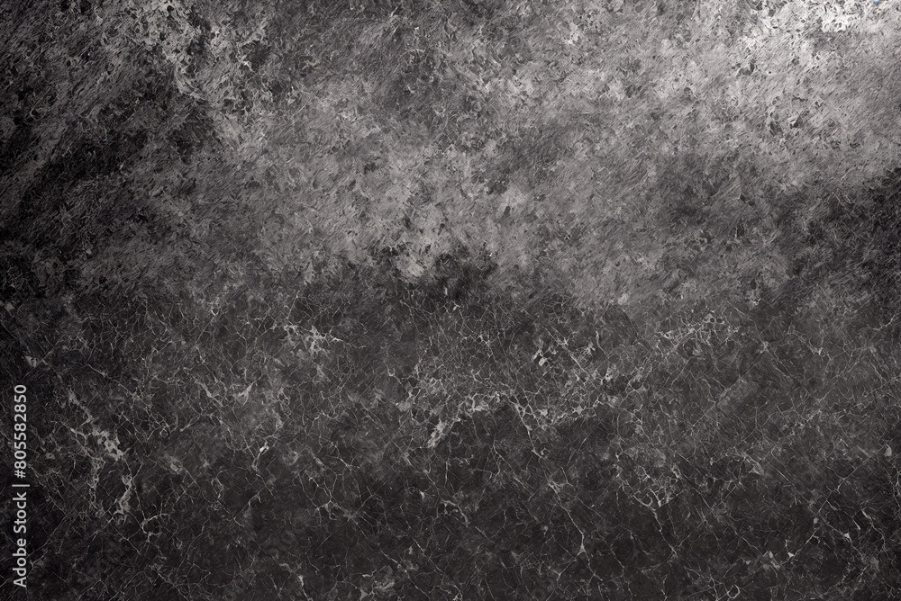 Naklejka premium Black grunge texture with scratches and gradient. Abstract dark background with side light