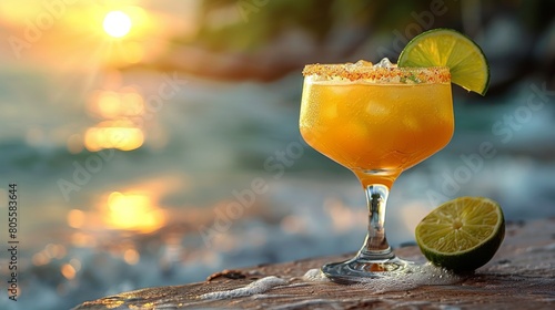 Citrus Drink With Orange Slice on Table