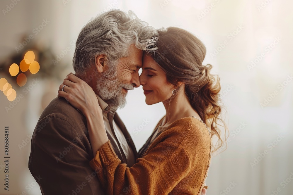 Fototapeta premium An intimate moment of a couple embracing, with their faces selectively blurred for privacy