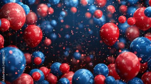 Red, White, and Blue Balloons Floating in the Air