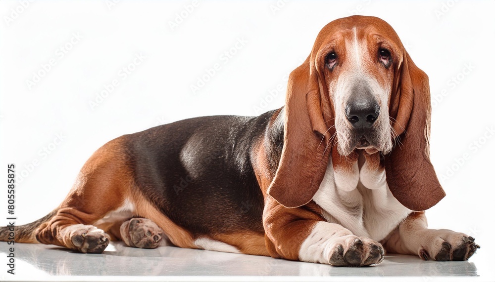 basset hound dog isolated on white background generative ai