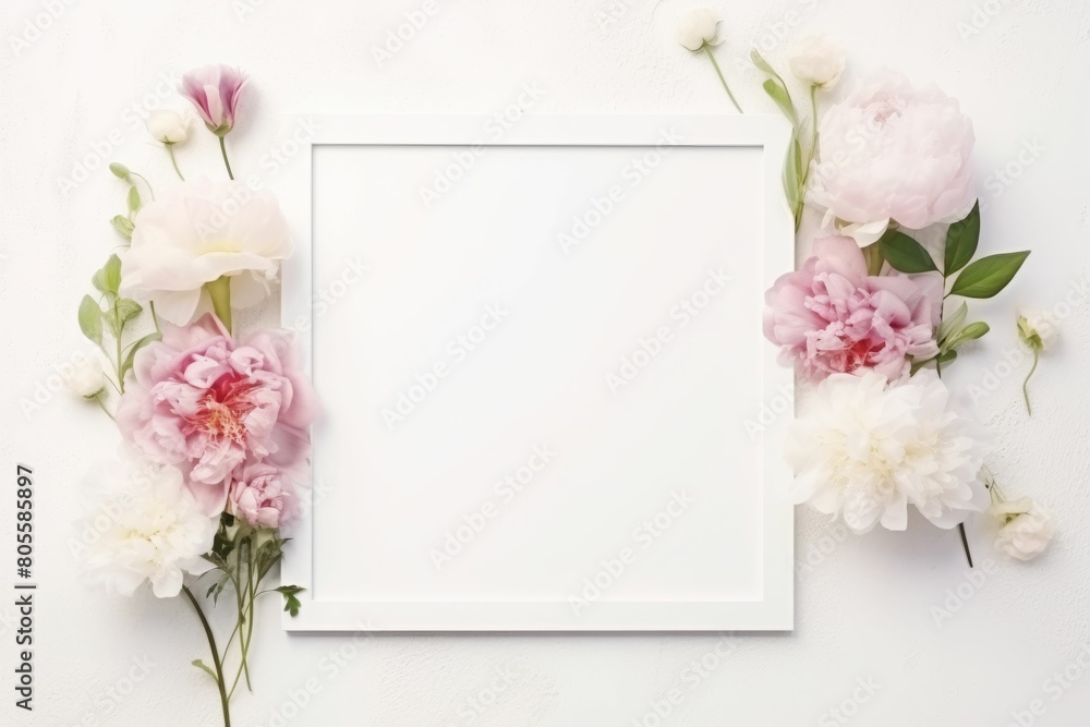 White Frame With Pink and White Flowers