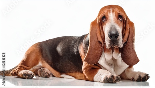 basset hound dog isolated on white background generative ai