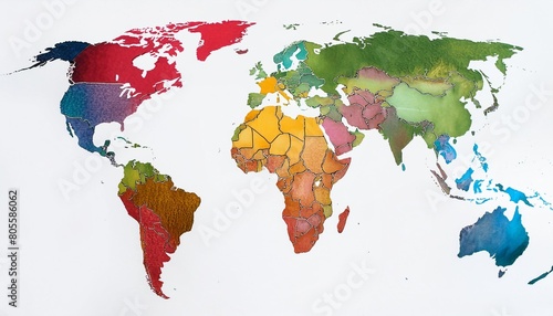 colorful world map against white background