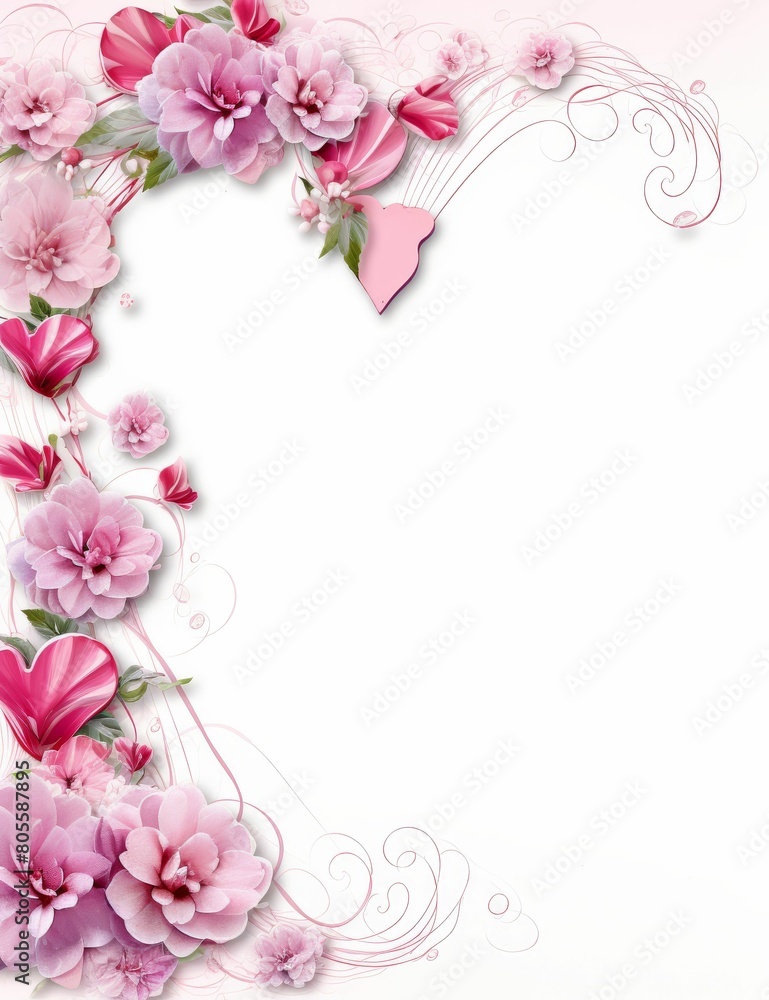 Fototapeta premium Pink Flowers on White Background