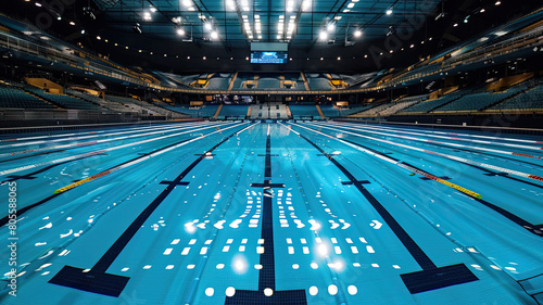 A large pool for swimming at major sporting events. Background for sport. photo