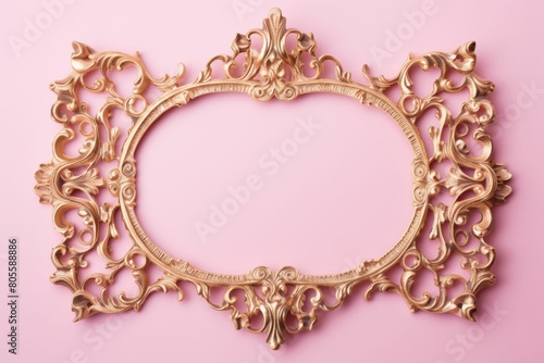 Gold Ornate Frame on Pink Background