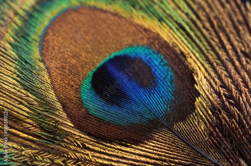 Close-up peacock feather texture