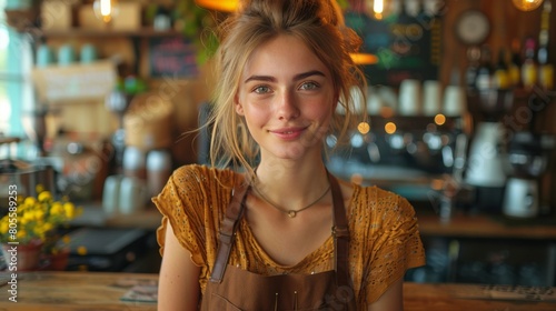 Woman Standing in Front of a Bar