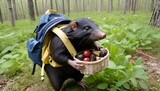 A Mole With A Backpack Full Of Foraged Goodies  3