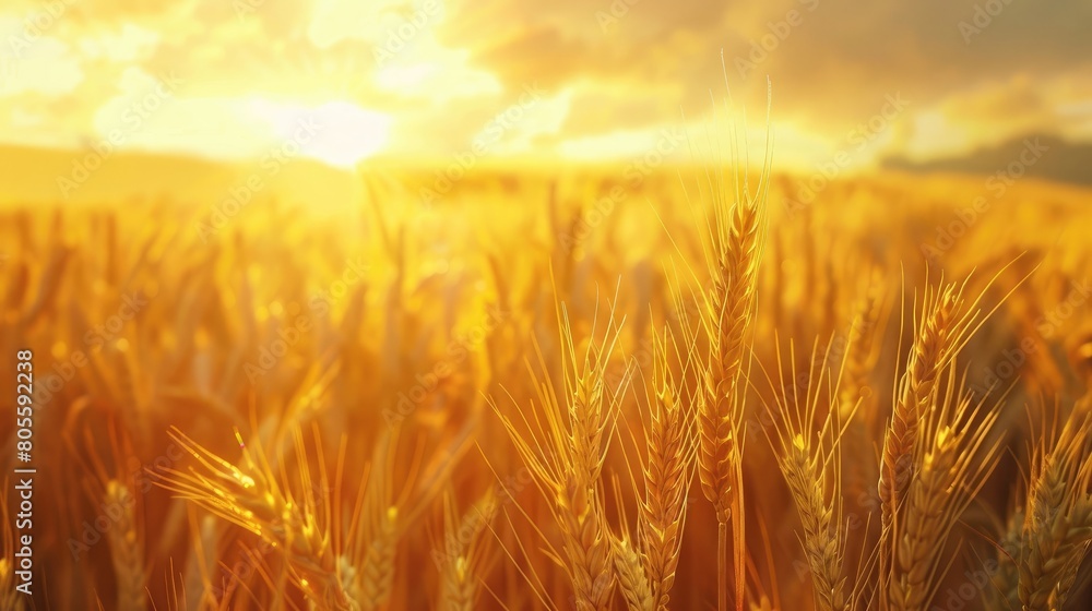 A Golden Wheat Field at Sunset