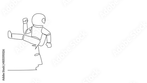 Wallpaper Mural Animation of continuous line drawing astronaut doing kicking motion. Stretch before office hours start. A healthy way to stay focused on business. One line self drawing animated. Full length motion Torontodigital.ca