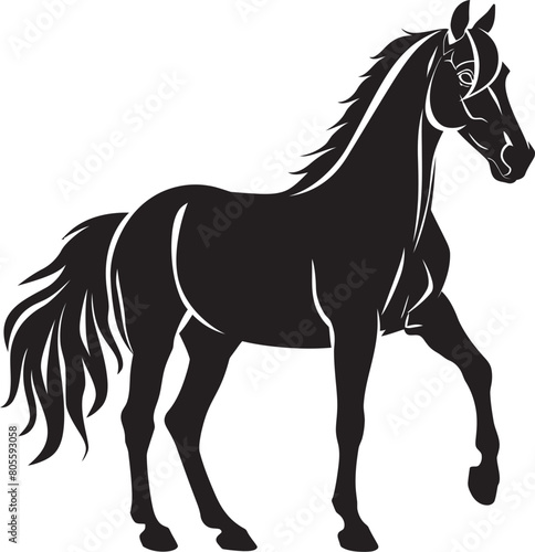 Galloping Horse in Mountain Landscape Vector Art of Adventure