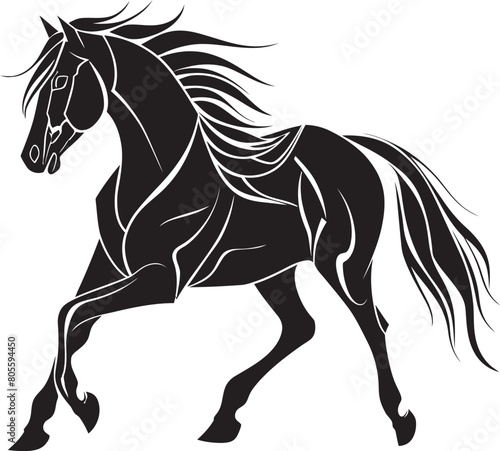 Cowboy Riding Horseback Along River Vector Illustration of Western Scene