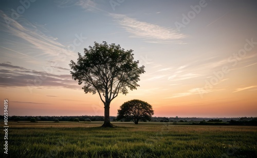 professional photograph of single tree in sunset