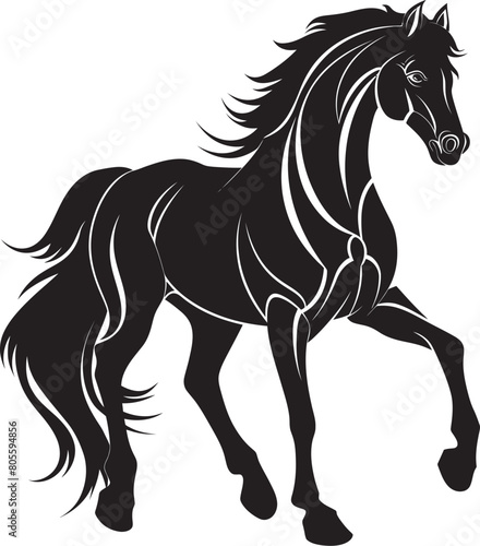 Horse and Wagon Silhouette Vector Illustration of Old fashioned Transport