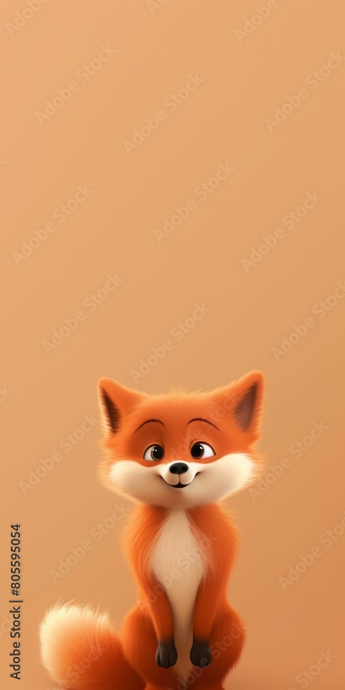 Fototapeta premium Small Toy Fox Sitting on Table