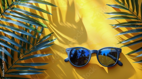 Sunglasses on Yellow Wall