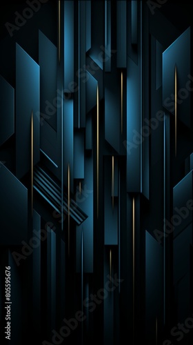Black and Blue Abstract Background With Gold Lines