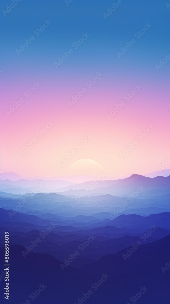 Sunset Over Mountain Range