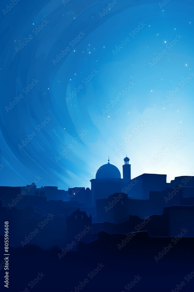 Naklejka premium City Silhouette Against Blue Sky