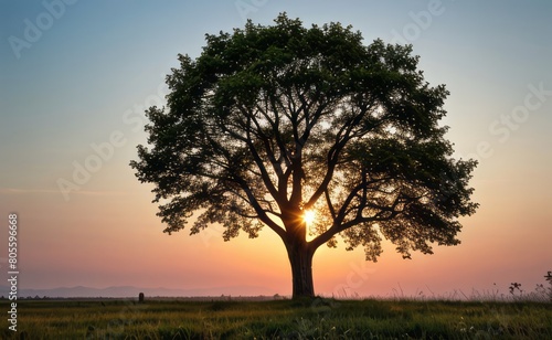 professional photograph of single tree in sunset