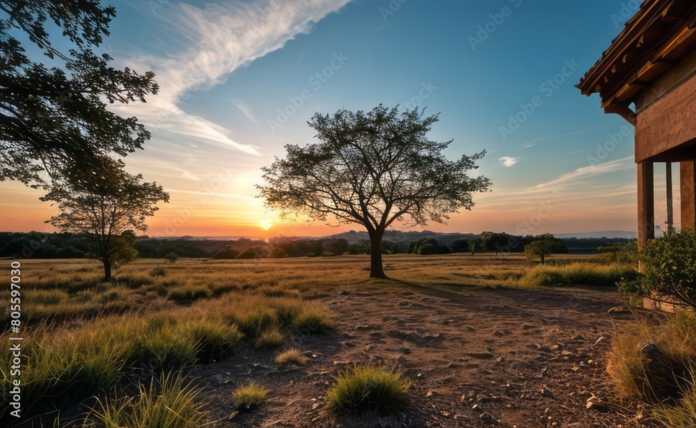Naklejka premium professional photograph of single tree in sunset