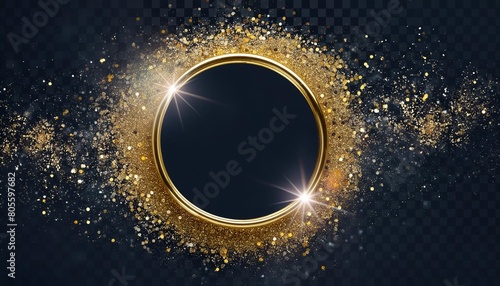 round golden frame glitter spots dots gold circle isolated png illustration transparent background asset for overlay texture pattern montage collage shape greeting invitation card photo