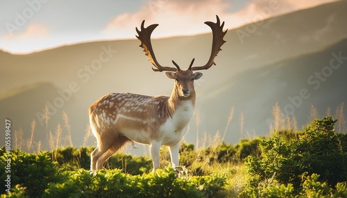 a fallow deer buck on summers morning photo