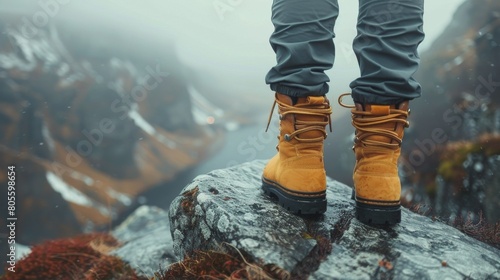 Person Standing on Top of a Mountain