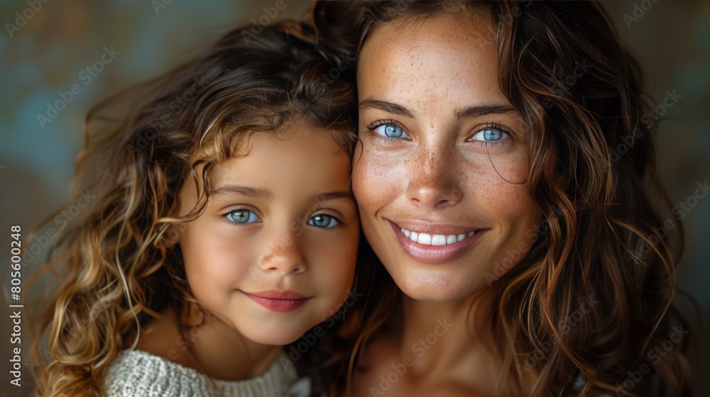 Woman and Little Girl Posing Together Woman and Little Girl Posing Together