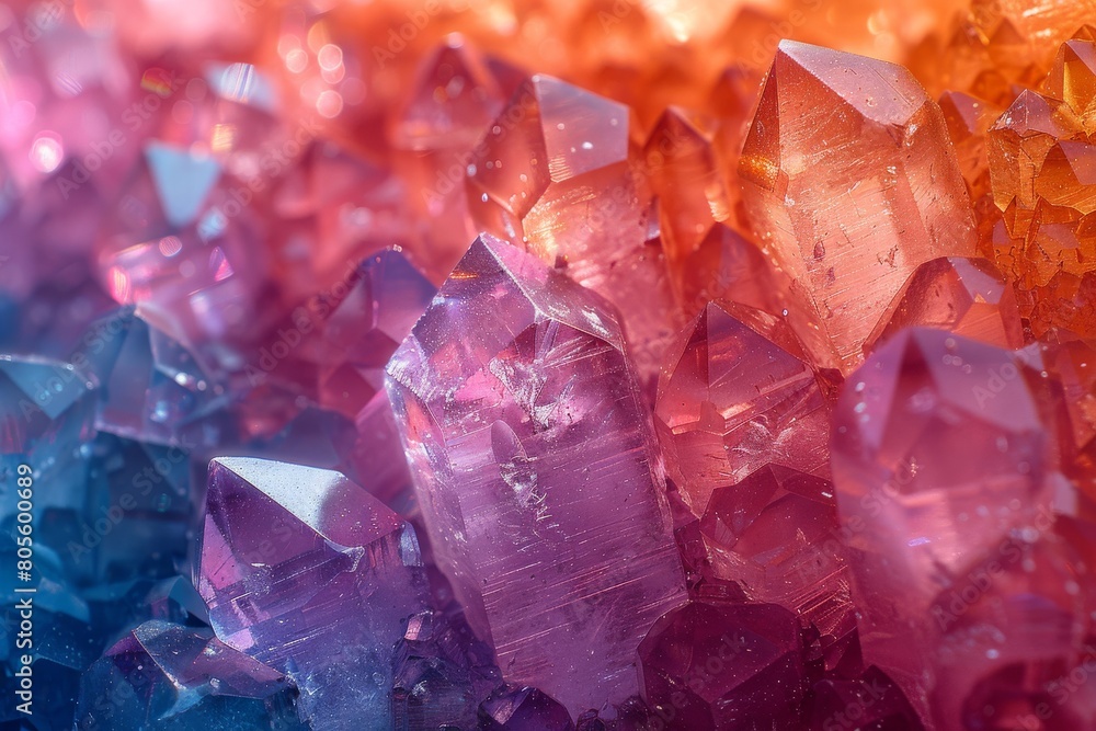 Ethereal close-up of iridescent crystal formations bathed in a mystical light, evoking a sense of otherworldly beauty Ethereal close-up of iridescent crystal formations bathed in a mystical light, evoking a sense of otherworldly beauty