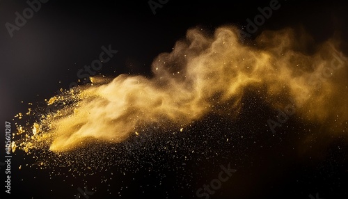 gold dust explosion on black ground background gold dust explode on black ground