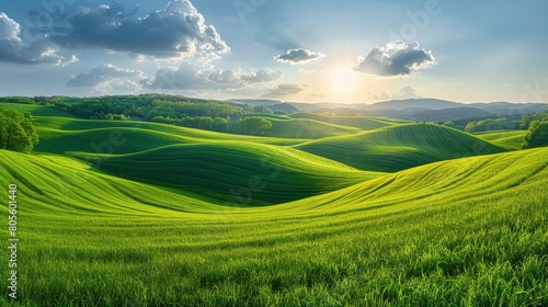 Field With Grass and Flowers Under Blue Sky