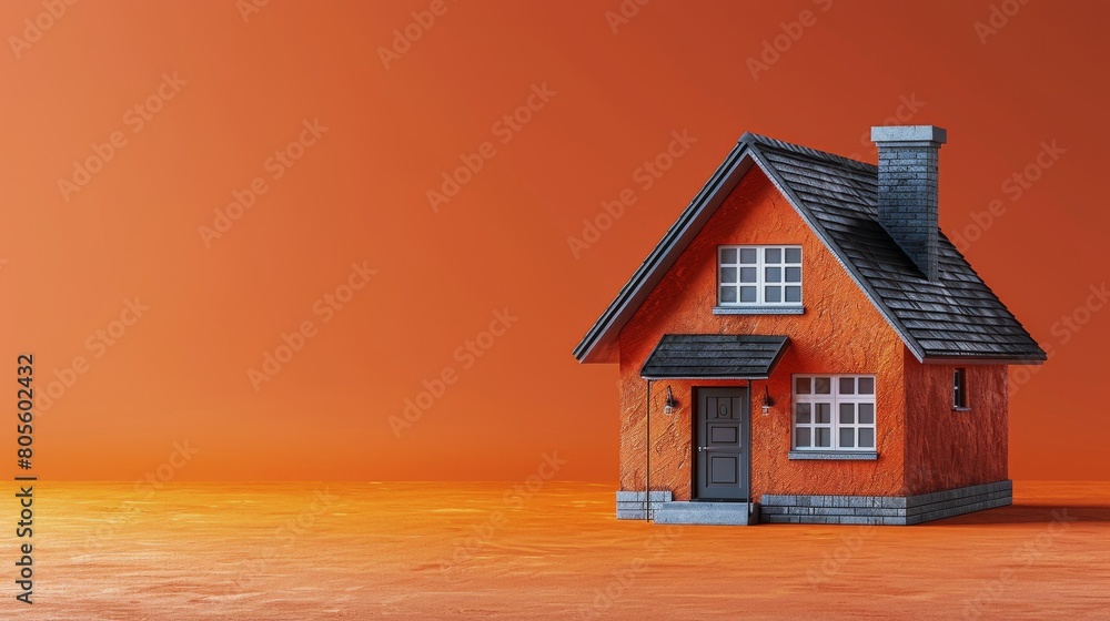 Small House Against Red Background Small House Against Red Background