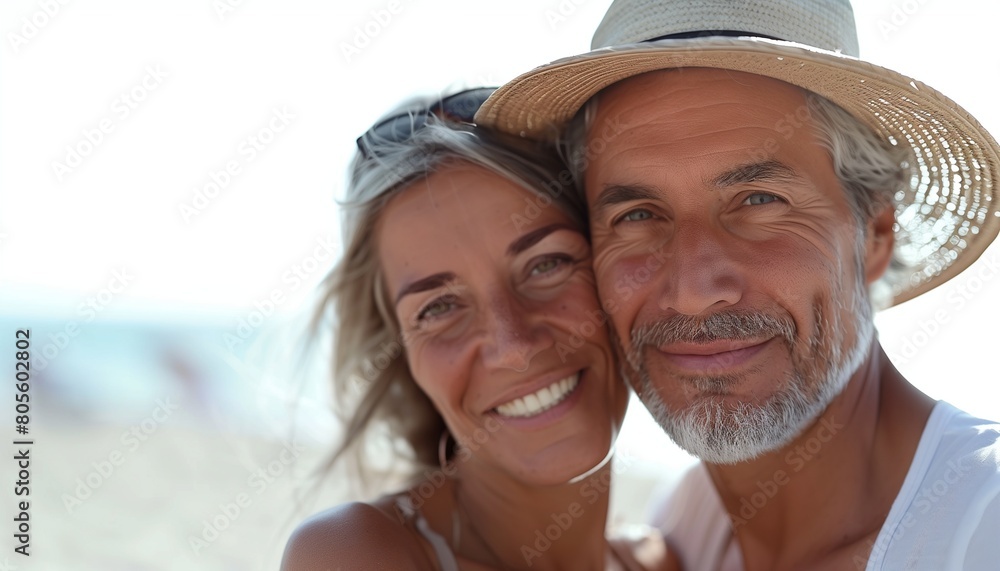 an artistic close-up rendition that captures the essence of a senior couples happiness on vacation. an artistic close-up rendition that captures the essence of a senior couples happiness on vacation.