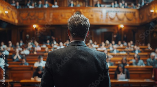 Man Standing in Front of a Room Full of People