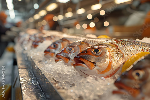 Raw fish ready for sale in the supermarket concept