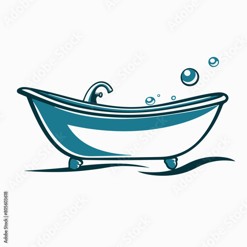 Bathtub in cartoon, doodle style. Image for t-shirt, web, mobile apps and ui. Isolated 2d vector illustration in logo, icon, sketch style, Eps 10. AI Generative