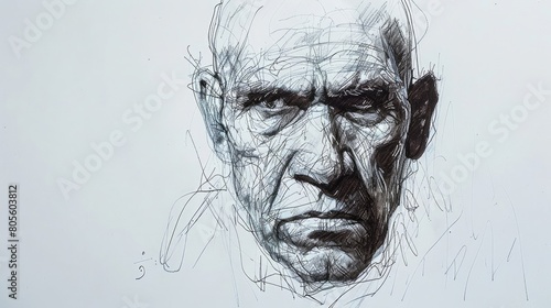 A picture of a forensic artists sketch of a perpetrators face illustrating the crucial role technology plays in creating visual evidence in the form of facial reconstructions photo