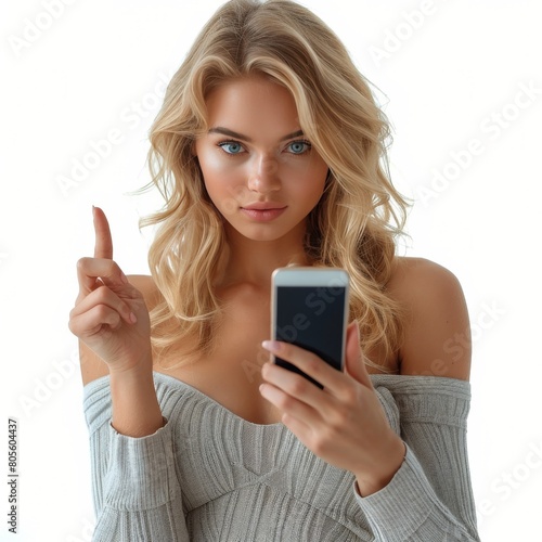 Woman Holding a Smart Phone in Her Right Hand