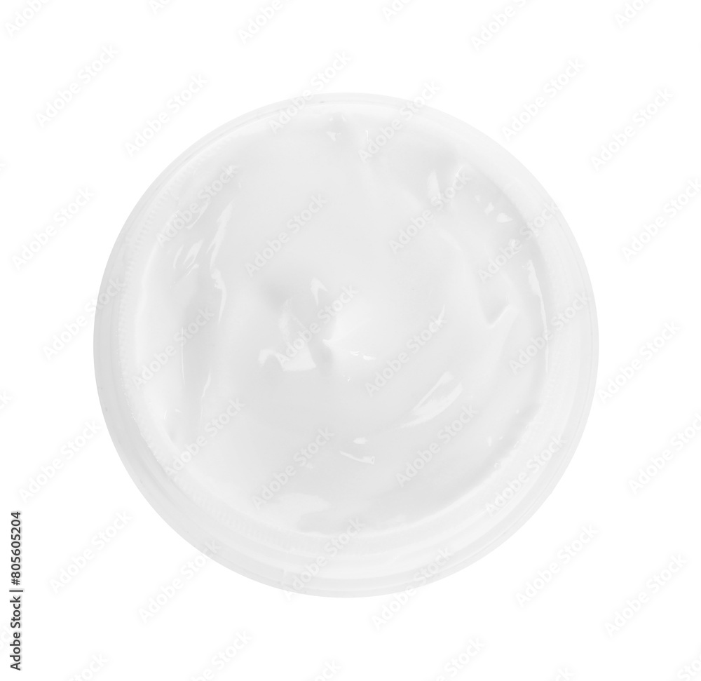 Jar of body care cream isolated on white, top view Jar of body care cream isolated on white, top view