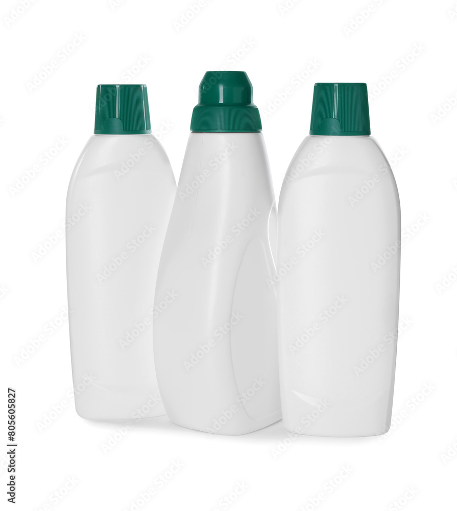 Bottles of cleaning product isolated on white Bottles of cleaning product isolated on white